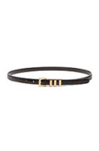 Saint Laurent Croc Embossed Trois Passants Belt In Black,animal Print