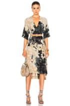 Enza Costa V-neck Caftan In Abstract,blue,gray,ombre & Tie Dye