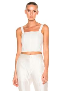 Calvin Klein Collection Laura Herringbone Linen Top In White
