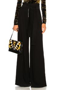 Proenza Schouler Textured Crepe Wide Leg Pants In Black