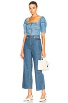 Sea Puff Sleeve Jumpsuit In Blue,floral