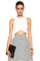 Nicholas Bonded Poly Crepe Paneled Crop In White