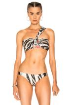 Baja East Wrap Bandeau Bikini Top In Animal Print,green,yellow