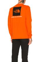The North Face Long Sleeve Red Box Tee In Orange,neon