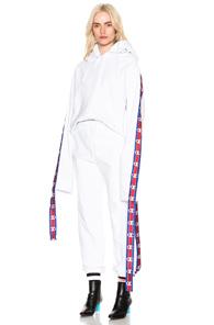 Vetements X Champion Tape Zip Up Hoodie In White