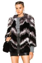 Yves Salomon Fox Jacket In Black,neutrals,white