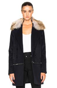 Veronica Beard Antares Fur Coat In Blue