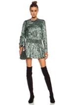 Rochas Silk Smock Dress In Green,metallics,floral