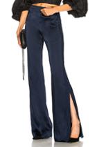 Jonathan Simkhai Combo Stitch Sateen Side Slit Pant In Blue