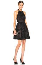 Oscar De La Renta Embroidered Cocktail Dress In Black