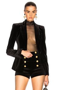 Nicholas Bonded Velvet Blazer In Black