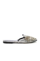 Oscar De La Renta Patrizia Embroidered Mesh Flats In Metallics