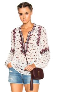 Ulla Johnson Jamila Floral Georgette Blouse In White,floral