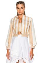 Fendi Cropped Zip Jacket In Neutrals,stripes,white