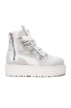 Fenty By Puma Leather Sneaker Boots In White