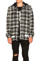 Off-white Diagonal Check Hooded Shirt In Black,checkered & Plaid,gray