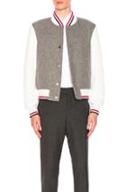 Thom Browne Button Front Varsity Jacket In Gray