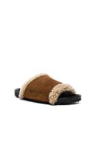 Palm Angels Lamb Shearling Slides In Brown