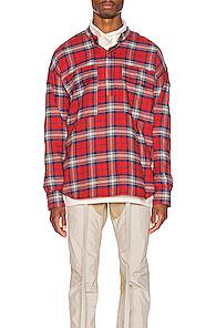 Fear Of God Pullover Henley In Red,plaid