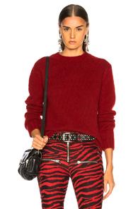 Helmut Lang Long Sleeve Brushed Crewneck Sweater In Red