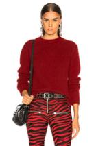 Helmut Lang Long Sleeve Brushed Crewneck Sweater In Red
