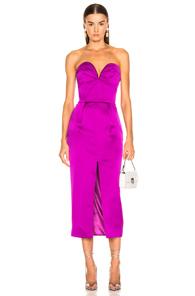 Rasario Strapless Corset Midi Dress In Purple