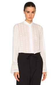 Chloe Embroidered Cotton Voile Blouse In White