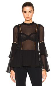 Nicholas Georgette Layered Top In Black