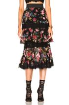 Dolce & Gabbana Tiered Skirt In Black,floral,pink,red