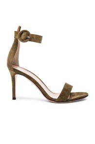 Gianvito Rossi Suede Ankle Strap Heels In Green
