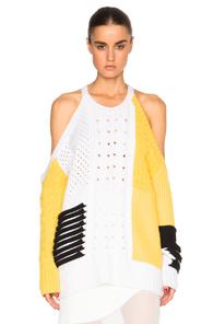 Prabal Gurung Open Shoulder Cashmere Sweater In White,neutrals