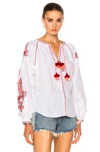 March 11 Poppy Flower Embroidered Top In Floral,red,white
