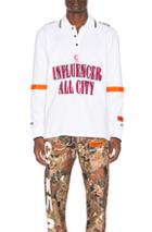 Heron Preston Influencer Long Sleeve Polo In White
