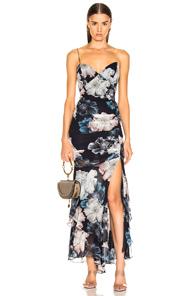 Nicholas Floral Drawstring Dress In Blue,floral