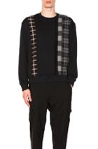 3.1 Phillip Lim Crewneck Sweatshirt With Plaid Stripe Panels In Black,checkered & Plaid
