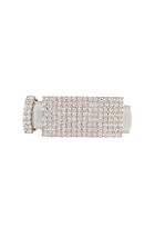 Alessandra Rich Leather & Crystal Belt In Gray