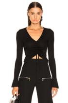 Nicholas Compact Ruched Front Tie Top In Black