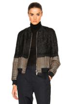 3.1 Phillip Lim Needle Punch Bomber Jacket In Black,checkered & Plaid