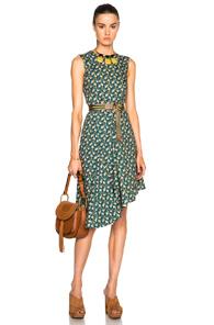 Marni Asymmetrical Printed Dress In Green,floral