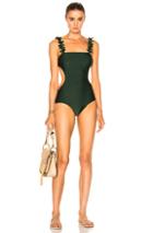 Adriana Degreas Ginkgo Leaves Cut Out Swimsuit In Green
