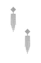 Alessandra Rich Diamond Crystal Fringe Earrings In Metallic