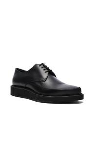 Lanvin Waxed Calfskin Derbies In Black