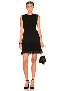 Red Valentino Knit Ruffle Dress In Black