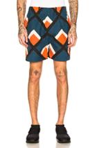 Craig Green Elasticated Shorts In Blue,geometric Print,orange