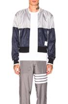 Thom Browne Bicolor Bomber Jacket In Blue,gray