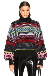 Msgm Cropped Sweater In Abstract,black,red
