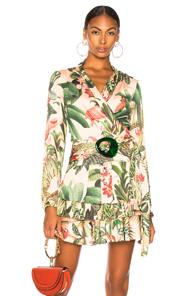 Patbo Paradise Print Wrap Top In Neutral,green,tropical