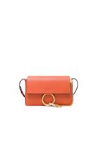 Chloe Small Leather Faye Bag In Orange,red