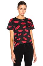 Saint Laurent Lips Print Tee In Black,abstract