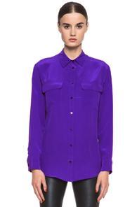 Equipment Signature Silk Blouse In Purple